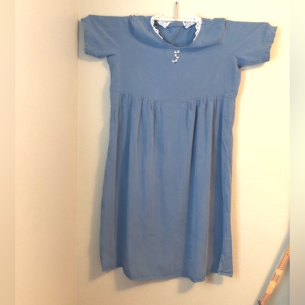 Vtg handmade blue a-line dress 2X 2X?